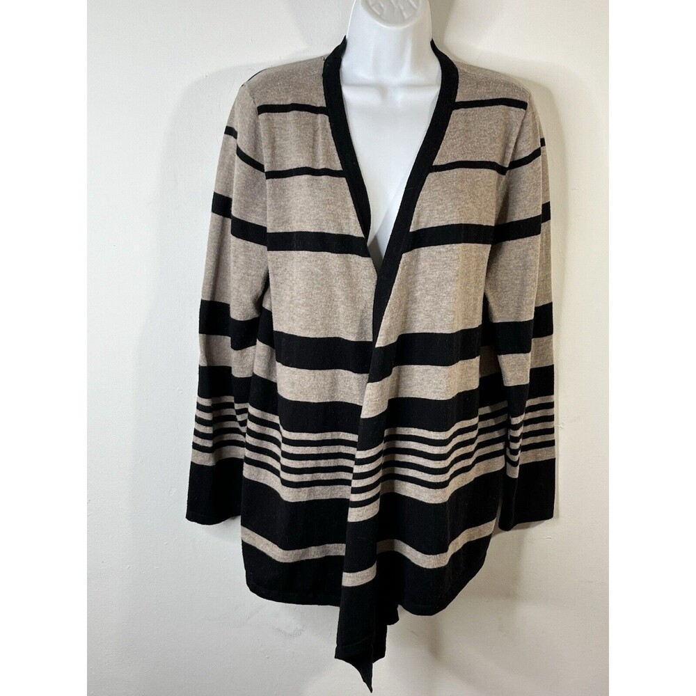 Chicos Stripes Cardigan Sweater Long Sleeve Blouse Shirt Womens 2 US L (10)